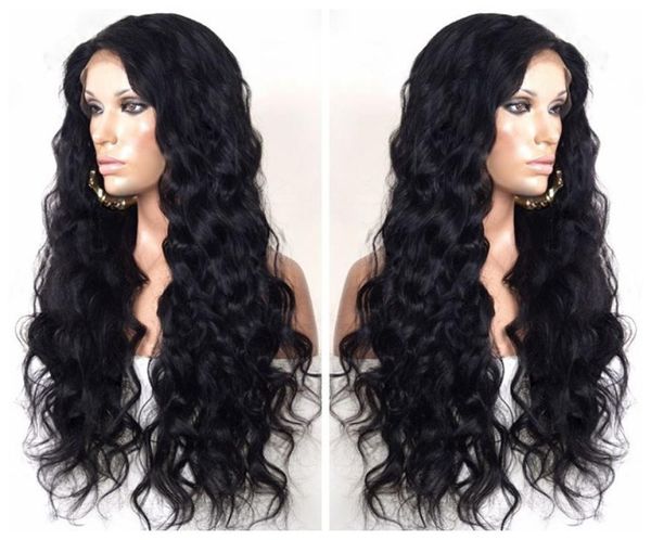 

silk full lace human hair wigs virgin malaysian body wave unprocessed remy hair silk base lace front wig wavy with baby hair6718060, Black;brown