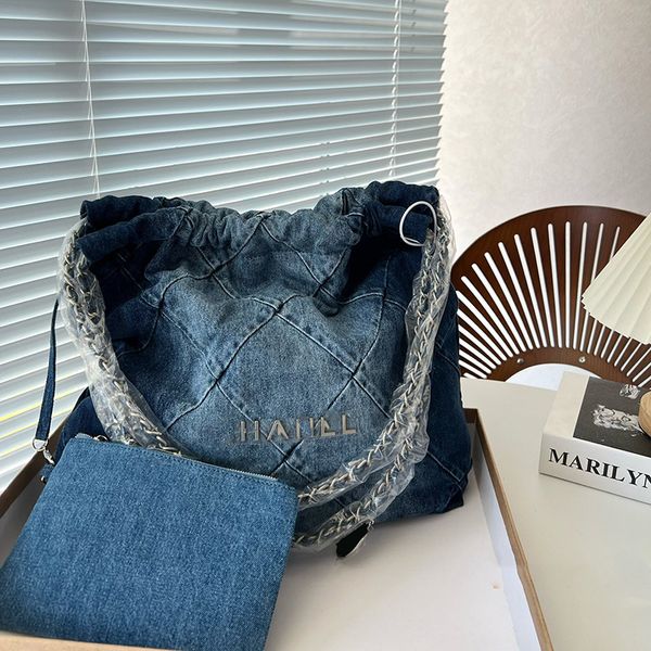 

womens designer denim cowboy gradient 22 shopping bags silver metal hardware matelasse with coin wallet pouch shoulder handbags large capaci