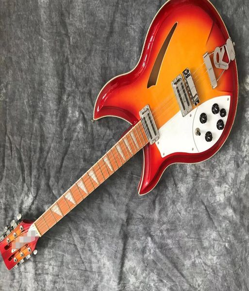 

ricken left hand 360 12 strings semi hollow jazz electric guitar flame maple back color red5521436