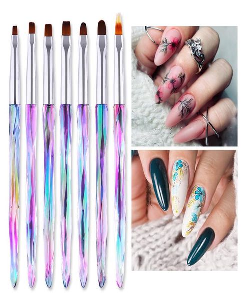 

multiple nail art brush design tip drawing carving dotting pen builder extension flat liner acrylic gel polish manicure 2567262165, Yellow