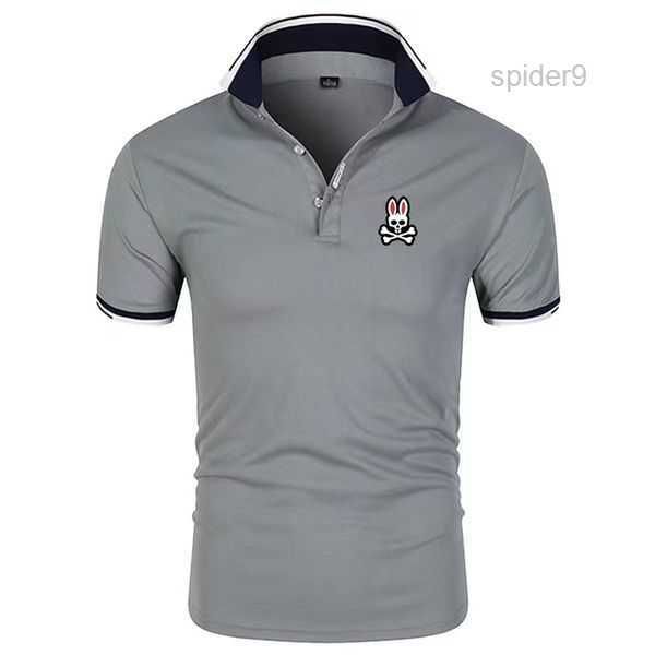 

mens polos combed cotton summer clothing short sleeve business design animal pattern psycho bunny stand collar casual striped designer cloth, White;black