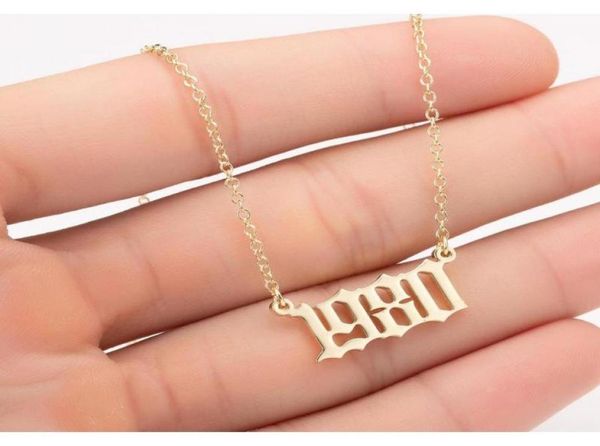 

handmade personalized year number necklaces custom birth year initial necklace pendants for women girls jewelry sqcfbn dh2017725477, Silver