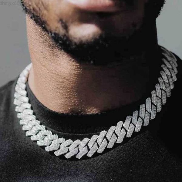 

wholesale custom 20mm 3 row miami iced out cz cuban link chain men women, Silver