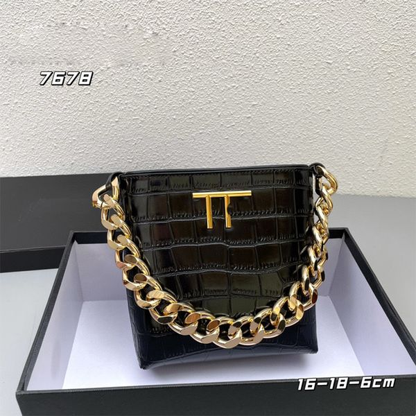 

crocodile designer tote bag chain handbag underarm shoulder bag leather purse for women crossbody bag mini letter handbags vintage black wom