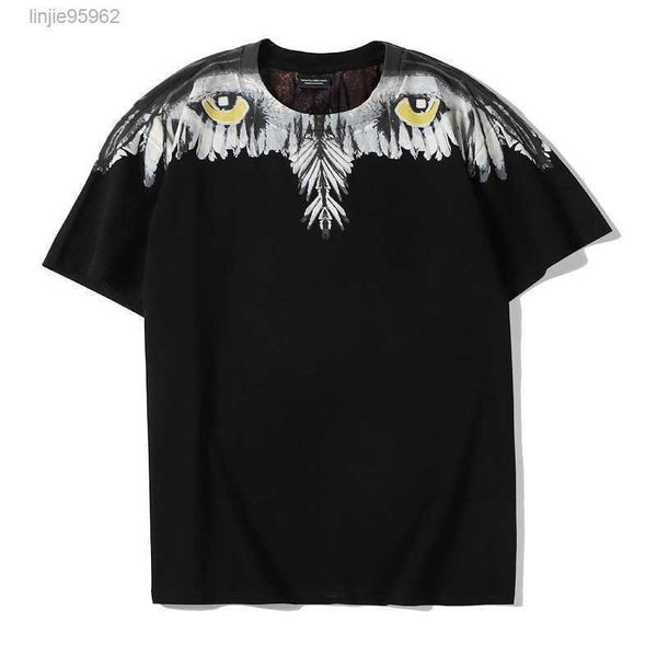 

chaopai premium eagle eye wings short sleeve cotton t-shirt unisex, Black;white