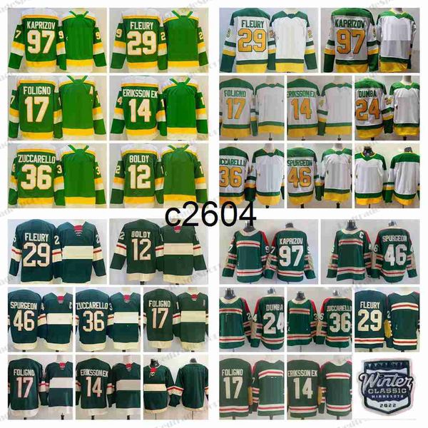 

c2604 2023 reverse retro 97 kirill kaprizov hockey jerseys winter classic 29 marcandre fleury matt dumba mats zuccarello jared spurgeon marc, Black