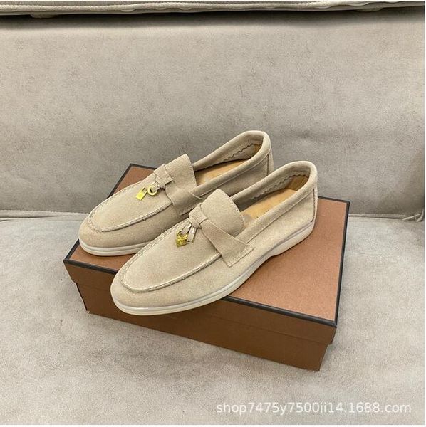 

designer suede casual shoes leisure sneakers brand flats trainers for women round toe loafers mental decor chic slip on thick sole size 35 -, Black