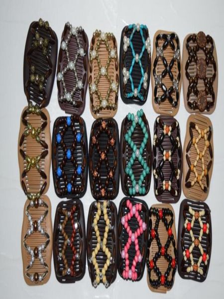 

new mixed different styles magic butterfly woodwooden beads double magic fashion women hair clip comb6644371