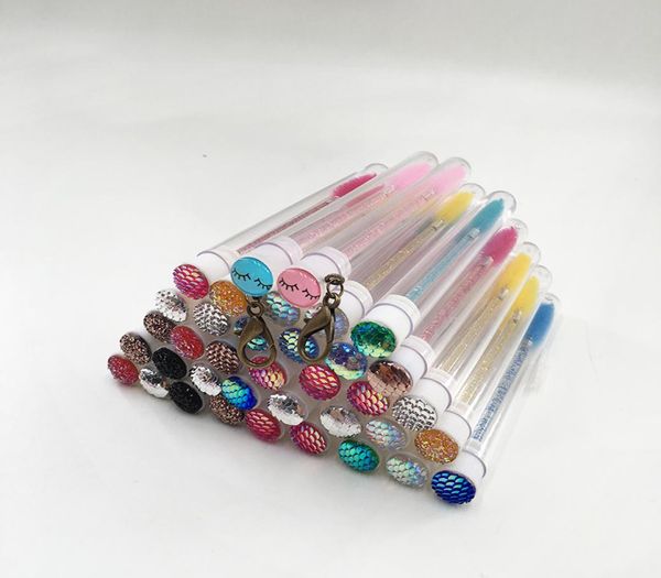 

20pcs eyelash extension disposable mascara wand diamond tube eyebrow brushes applicator eye lashes brush with tube1323080