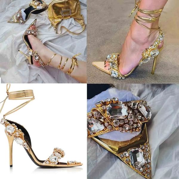 

rhinestone lady sandal bride high heels mirror leather studded crystal stones pointy toe jewel sandal ankle strap wedding party dress women, Black