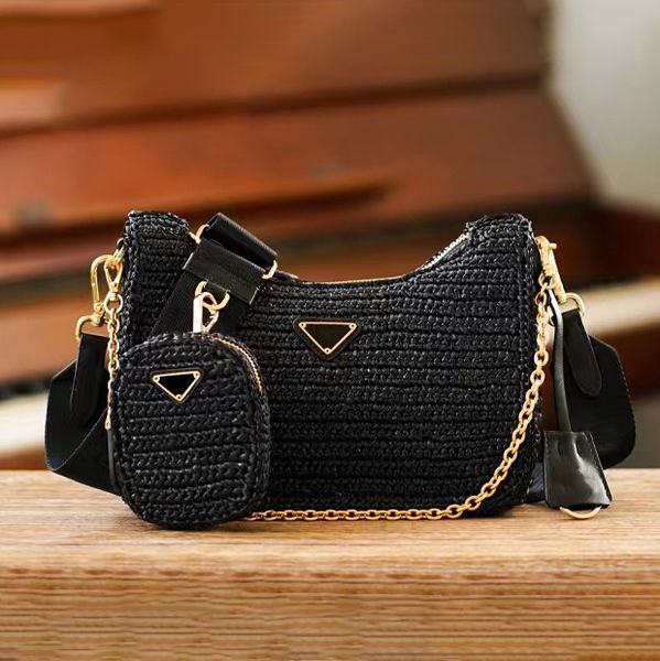 

straw wallets raffias prad triangle bags clutch cross body fashion tote women bag mirror quality men casette hand bag purse luxurys coin pur