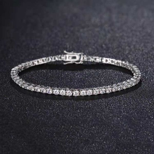 

tennis chain 925 sterling silver 2mm 3mm melee gra moissanite diamond women's bracelet necklace hiphop jewelry