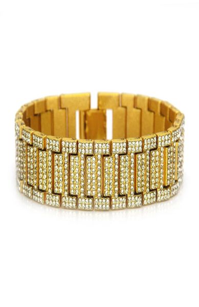 

hxc hiphop rap bracelet men039s domineering exaggerated diamond bracelet watch belt bamboo bracelet8704743, Golden;silver