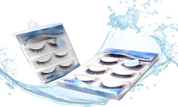

4 pairbox water selfstick false eyelashes glue self adhesive selfcoated reusable thick fake lashes5268636