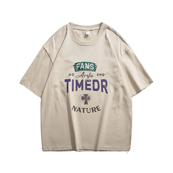 

men's t-shirts american fashion brand 2023 summer new product contrast letter printing loose short sleeve t-shirt for men, White;black
