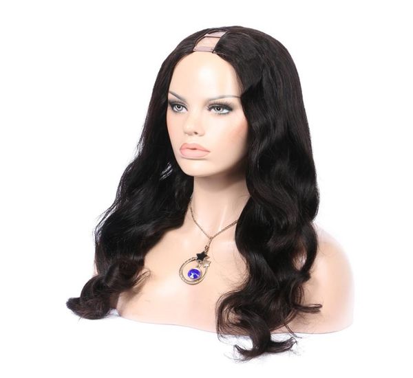 

u part wig brazilian long wavy human virgin hair upart wigs for black women natural body wave3284529, Black;brown