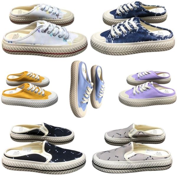 

classic outdoor slippers vintage letter designer shoes lace up men's canvas shoes luxury women's casual shoes round toe platform s, Black