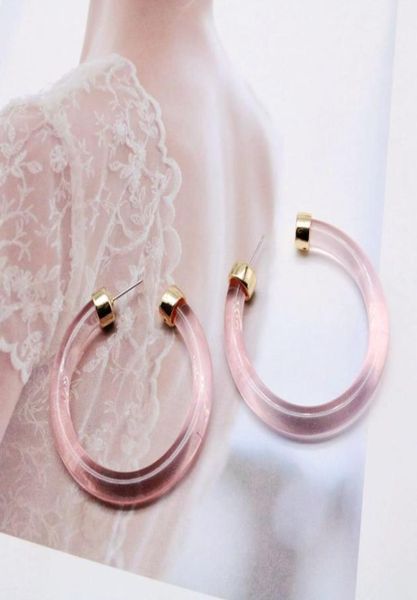 

sweet pink color elegant c shape resin alloy mixed cute stud earring for women3553038, Golden;silver