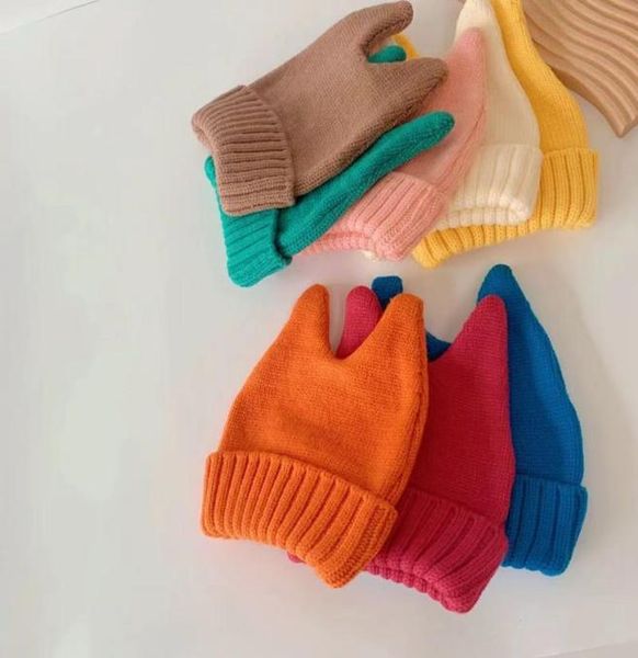 

beanies 2021autumn and winte korean s fashion warm cap children beanie hat girls boys devil horn knit cat ear hats9978795