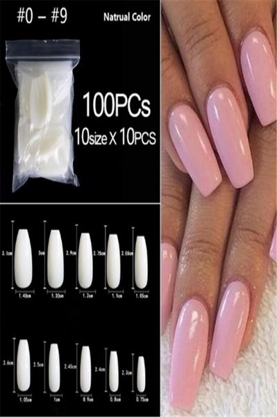 

100 pcs500pcs box uv gel full cover acrylic clear and natural false nail ballerina coffin fake nails diy manicure tips beauty too1039744, Red;gold