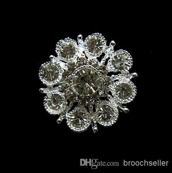 

sparkly silver plated clear rhinestone crystal diamante flower pins party prom wedding boquet accessory brooch gift3060922, Gray