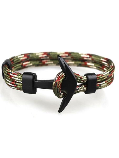 

fashion mens and womens handmade silver anchor link bracelet colorful woven paracord bracelets for 8368597, Black