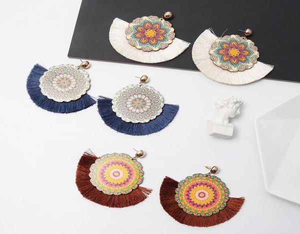 

fashion new design bohemia styles tassel sweet vintage colorful stud earring female gift statement earring7559424, Golden;silver