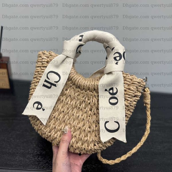

designer bag totes women's fashion summer straw woody handbag alphabet scarf cross woven beach qwertyui879