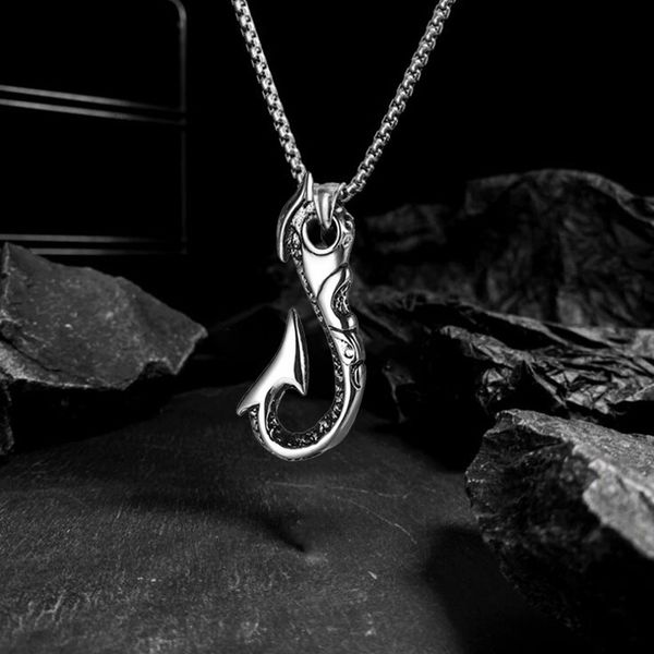 

12pcs hip hop personality street trend fish hook stainless steel necklace for men women accessories jewelry, Silver