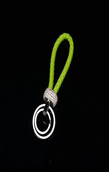 

double loop rhinestone crystal keychain creative 2020 new key chains purse messenger bag backpack pendant2714030, Silver