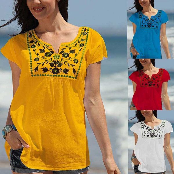 

fashion casual short sleeve v-neck solid t-shirt blouse, White