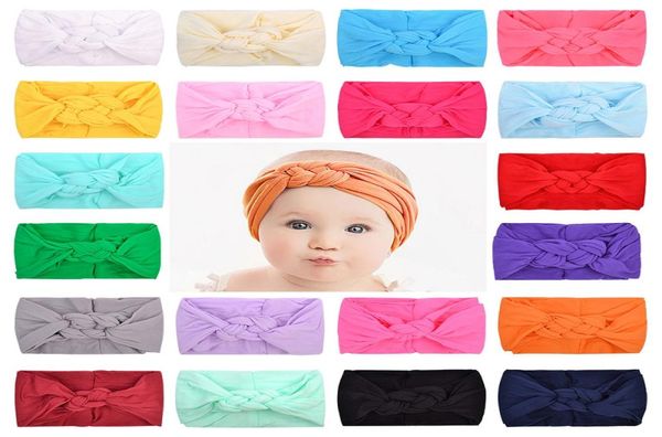 

colors 7 inch baby girl headbands elastic turban soft nylon knot bow head bands kids hair accessories braid headwear m23245310771, Slivery;white