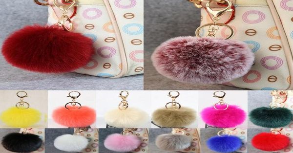 

gold 8cm rabbit fur ball keychain fluffy keychain fur pom pom llaveros portachiavi porte clef key ring key chain for bag8265234, Silver