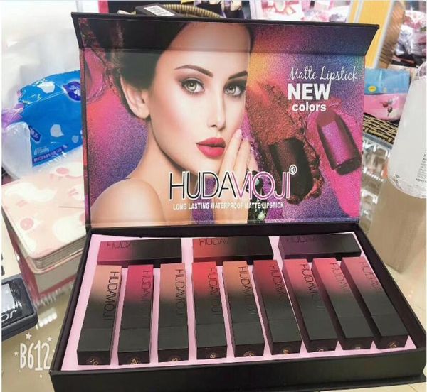 

factory derict dhl makeup huda moji 12 color lipstick set nonstick cup long lasting waterproof matte lipstick8274582