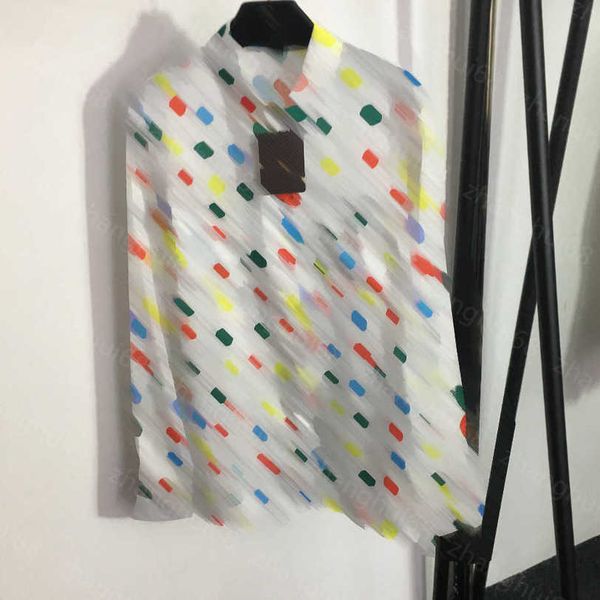 

23ss high neck blouse women shirt womens designer clothing presbyopia logo wavy dot print lapel long sleeve shirt women clothes a1, White