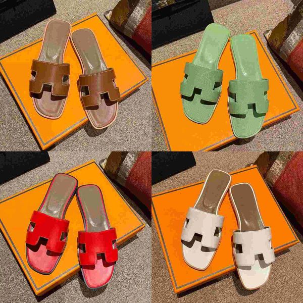 

slippers high-quality h oran mules slides sandals slippers heels flats women's luxury designers genuine leather fashion beach shoes fac, Black