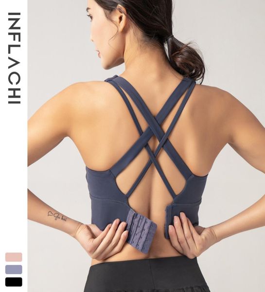 

sports bra yoga outfits women underweasr running yoga vest shockproof gather shaped fitness cross back tank 9169900, White;red