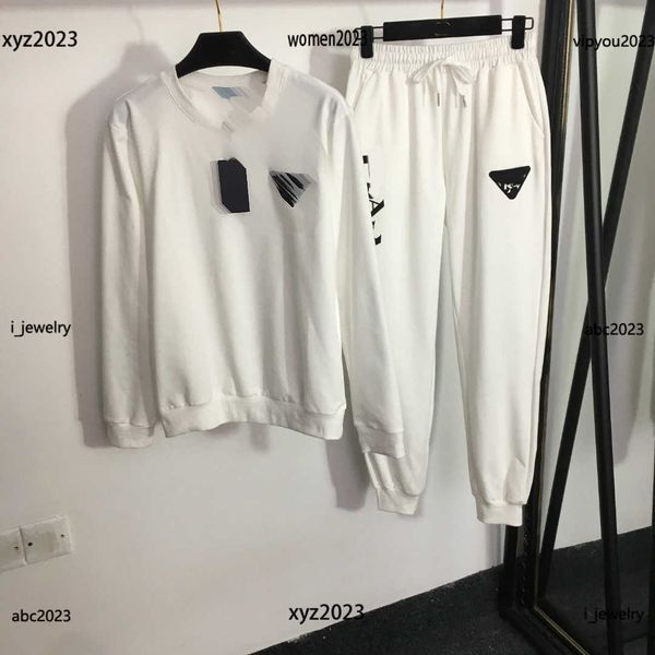 

women's tracksuits designer sports suit 2pcs embroidered letter long sleeved sweater and elastic waist casual pants #multiple product, Gray