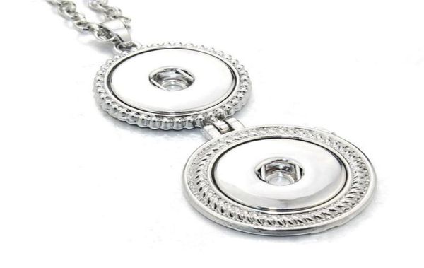 

18mm 20mm snap button pendant 60cm necklace charms fashion rhinestones snaps button diy jewelry gift for wome bbyxkj4403307, Silver