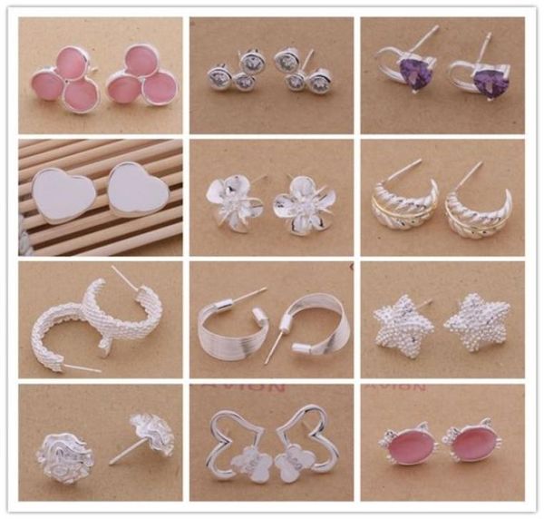 

mixed style 24pairlot 925 silver rhinestone crystal stud earring fashion party jewelry christmas gift 24pairlot4404127, Golden;silver