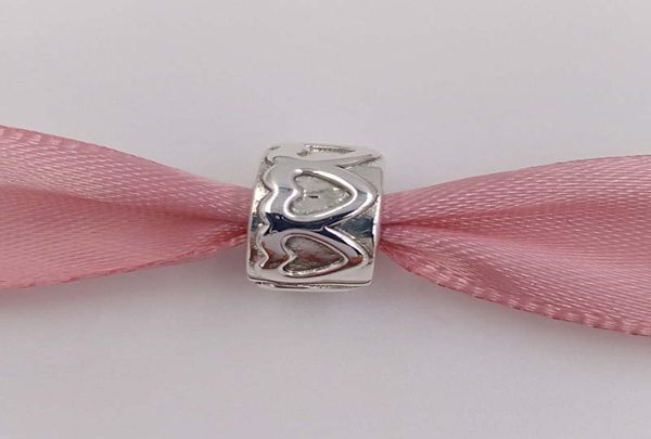 

andy jewel authentic 925 sterling silver beads row of hearts clip charms fits european style jewelry bracelets & necklace 7919788554056, Black