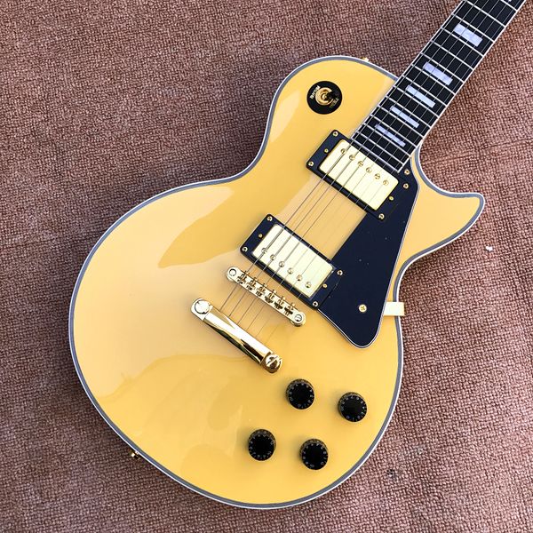 

custom shop, yellow lp custom electric guitar, ebony binding fingerboard, 22frets guitar ing