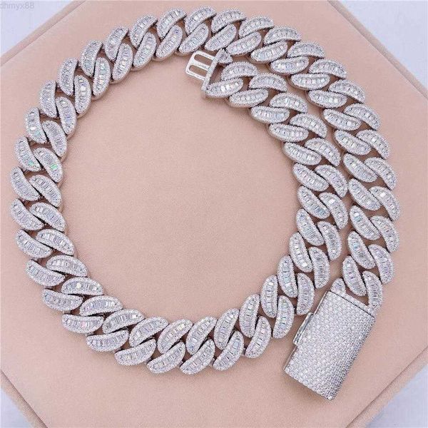 

gra certificate 15mm cuban chain d color vvs moissanite diamond custom silver hip hop necklace