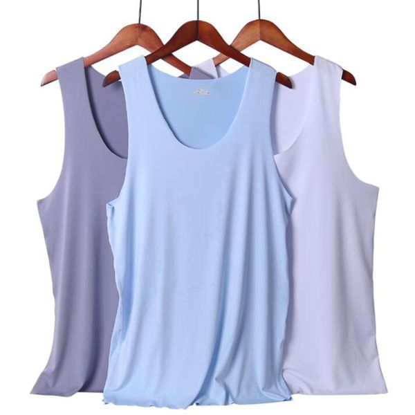 

men' casual tank summer bodybuilding fitness muscle singlet ice silk man' clothes sleeveless fit vest, White;black