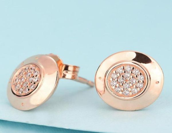 

classic design luxury 18k rose gold signature stud earrings original box for style 925 sterling silver women earring set1829741, Golden;silver