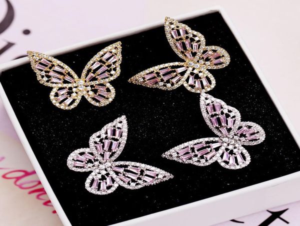 

2020 new korean butterfly earrings for women vintage cute stud earrings zircon wedding fashion jewelry brincos6900405, Golden;silver