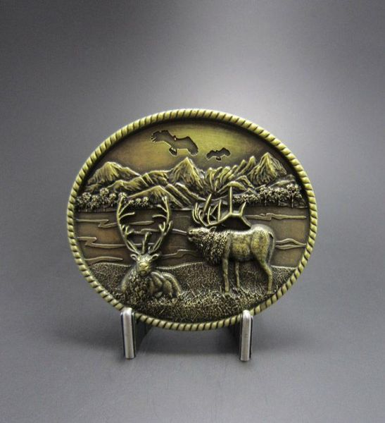 

whole retail belt buckle antique bronze plated deer wild life western belt buckle bucklewt107ab 3951774, Slivery;black