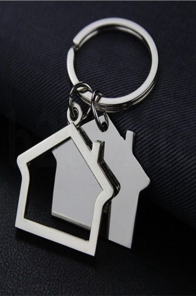 

creative house shaped keychains metal keyrings house design car key chain key pendant key holder kka75407599941, Silver