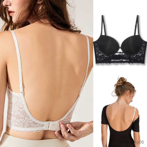 

maternity intimates backless bra invisible wedding bras low back underwear push up brassiere women lingerie corset, White