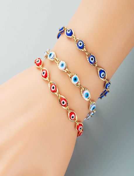 

factory designer handmade blue evil eye beads copper chain bracelet for woman party gift5352227, Black